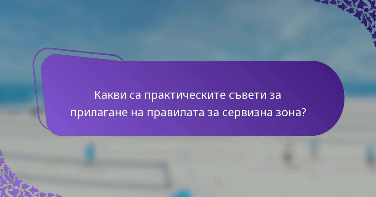 Какви са практическите съвети за прилагане на правилата за сервизна зона?
